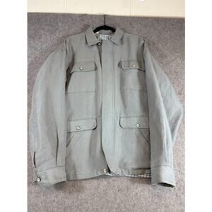 Vintage Twill Chore Jacket Mens Large Zip Up Plaid Lined Field Utility Workwear